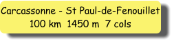 Carcassonne - St Paul-de-Fenouillet 100 km  1450 m  7 cols
